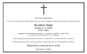 Osmrtnica fra Jakova Ripića